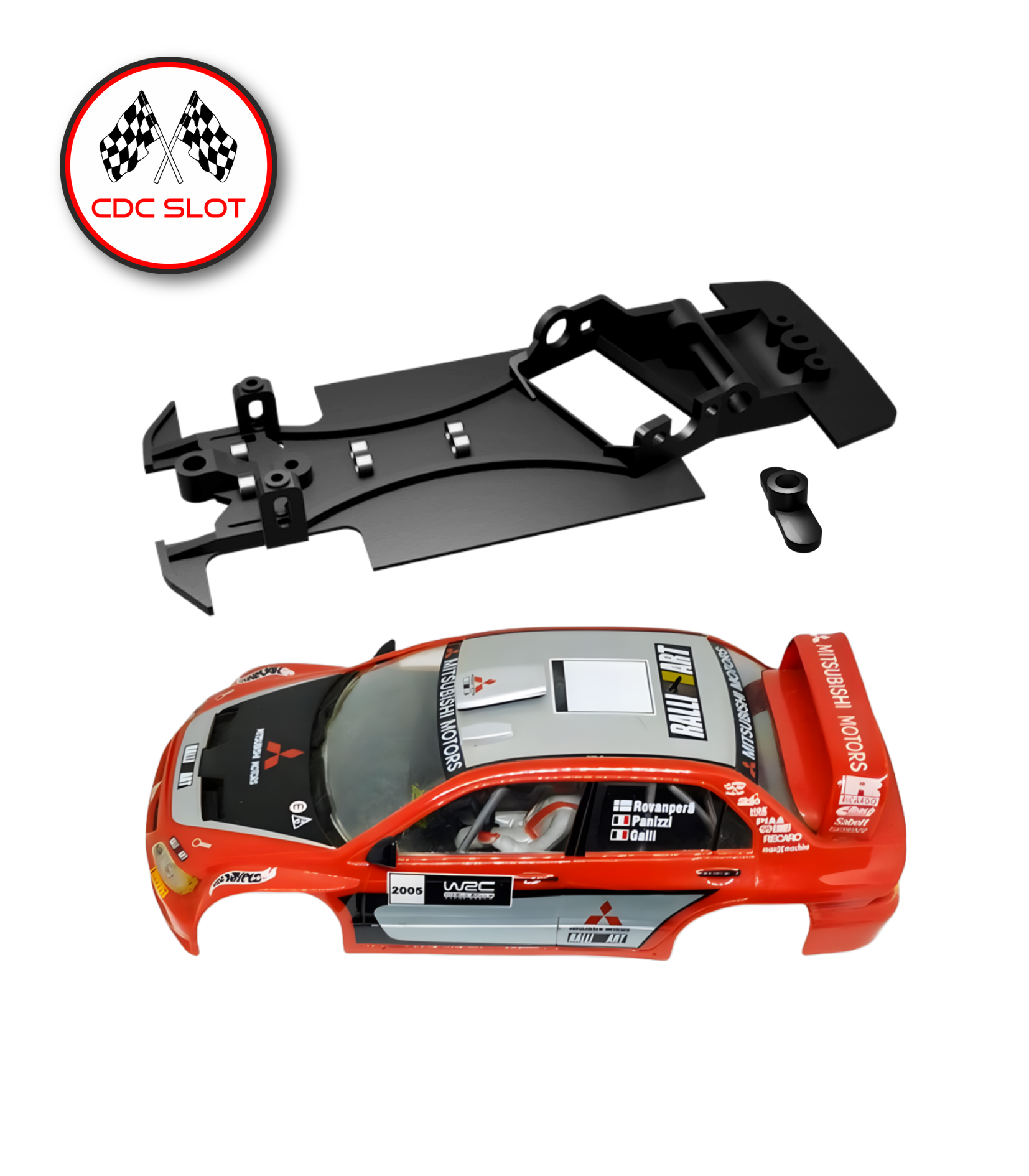 Chasis 3D monoblock en ángulo para Mitsubishi Lancer Evo de Ninco