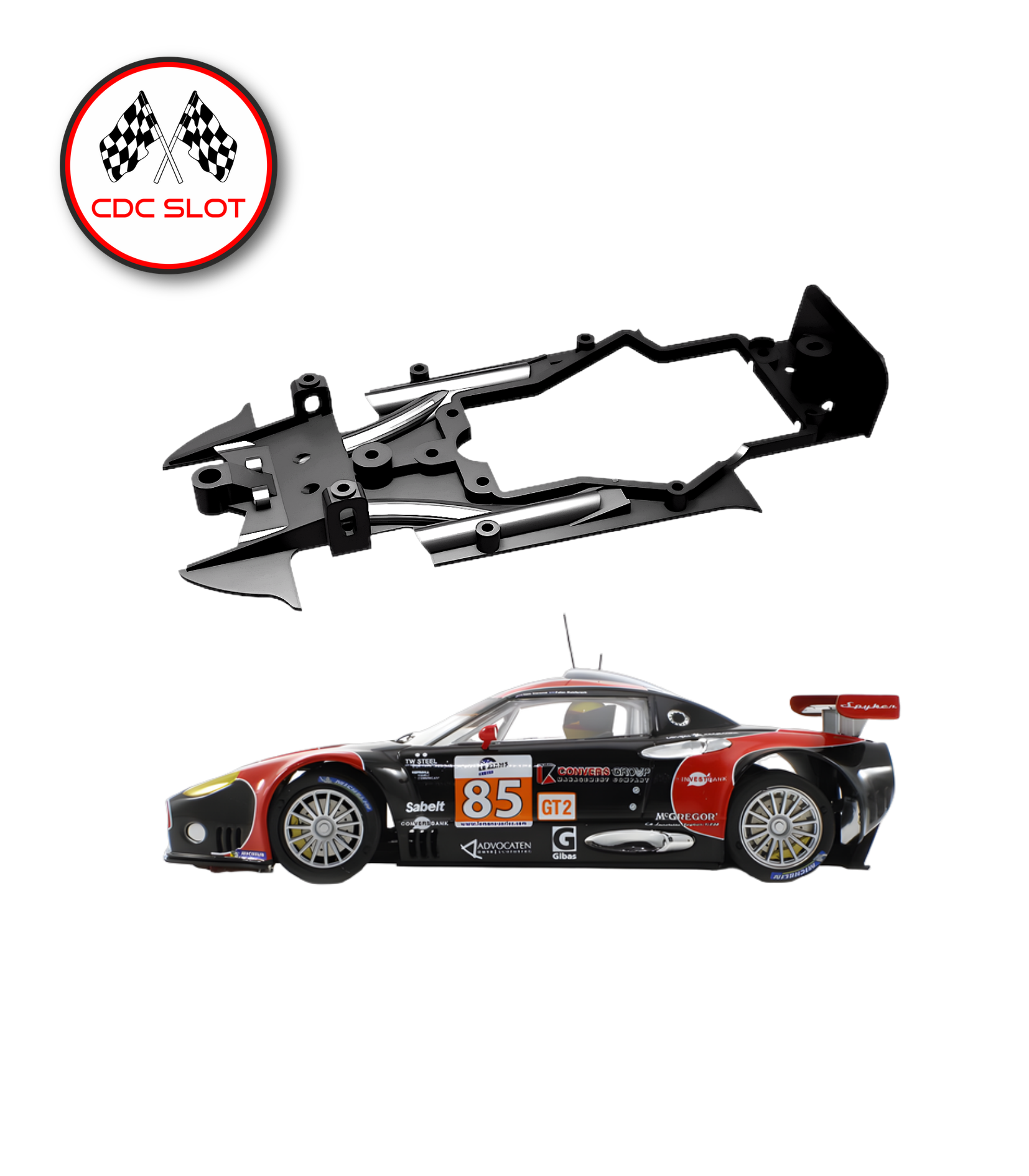 Chasis 3D RT3GE (efecto suelo) para Spyker C8 de Scaleauto